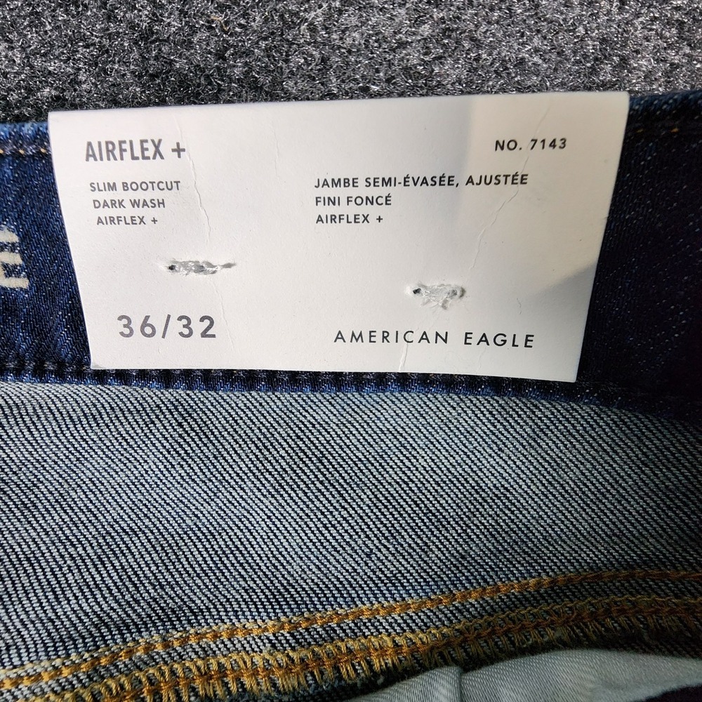 NWT American Eagle Slim Bootcut Airflex + Stretch Blue Jeans Mens Size 36x32 - Picture 7 of 13